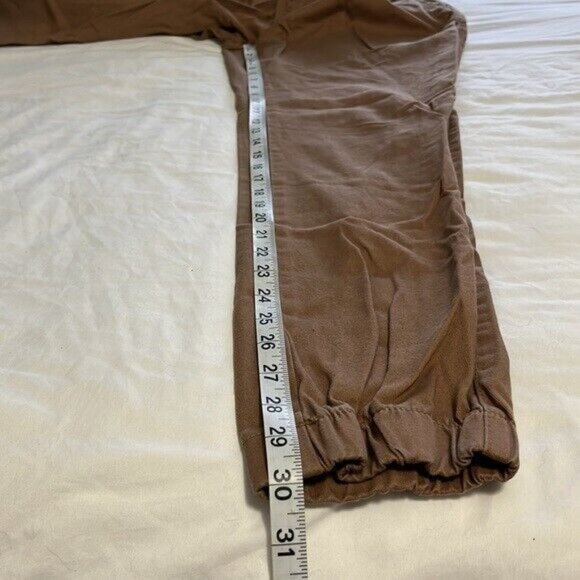 Matchstick Pants with Pockets, Elastic Waist & Ankles, Khaki / Tan, Small - Picture 8 of 9